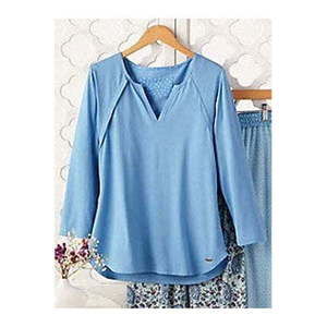 Norm Thompson Womens Sesoire Luxe Knit Sleep Top Size:Large